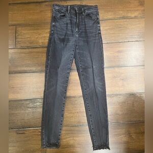 American Eagle Acid Wash High Rise Black Skinny Jeans